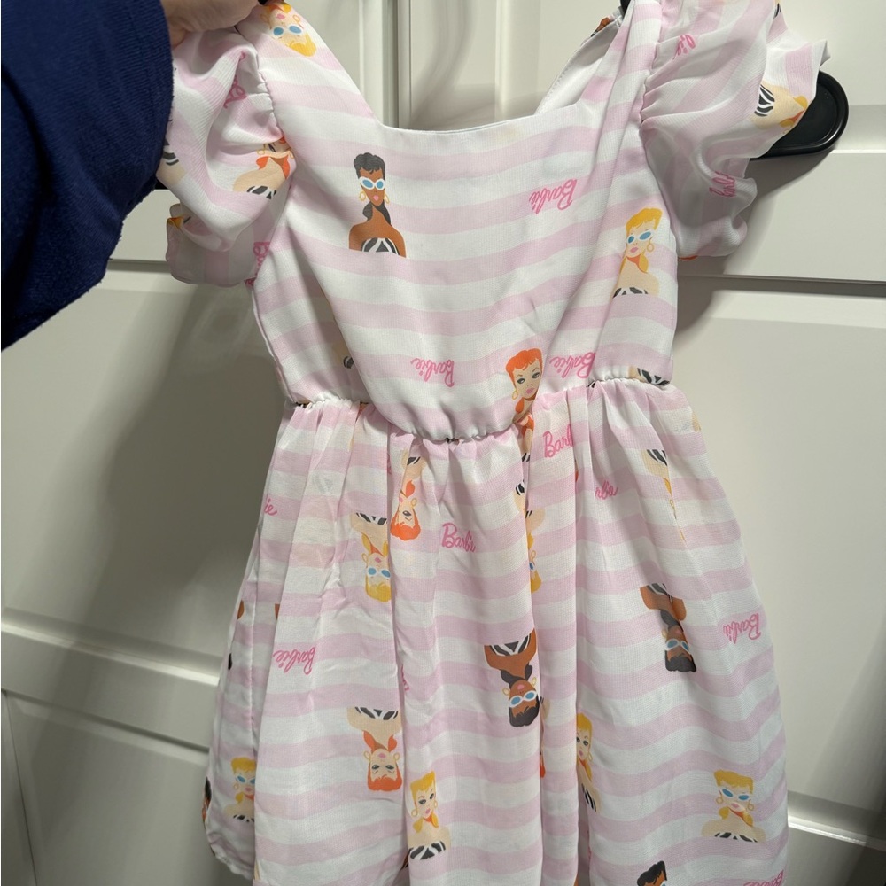 3T Barbie Pink and White Striped Dress